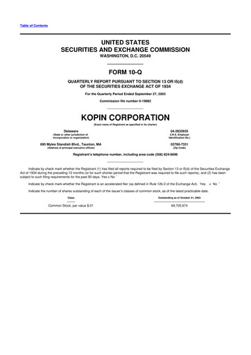 Thumbnail Kopin Corporation
 10-Q Quarterly Report FY 