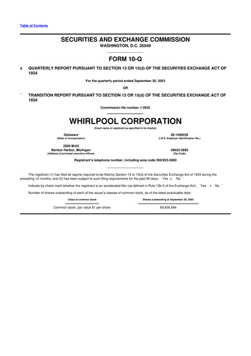 Thumbnail Whirlpool 10-Q Quarterly Report FY 