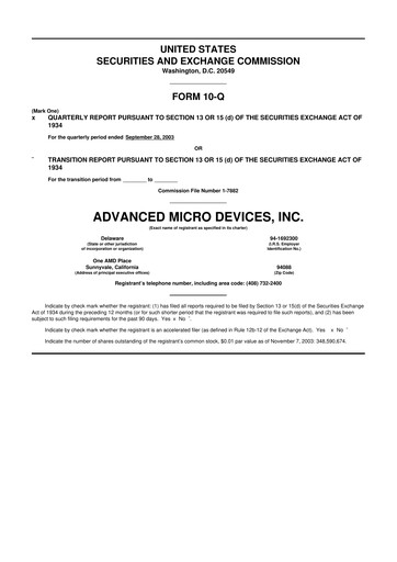 Miniature AMD 10-Q Rapport trimestriel  
