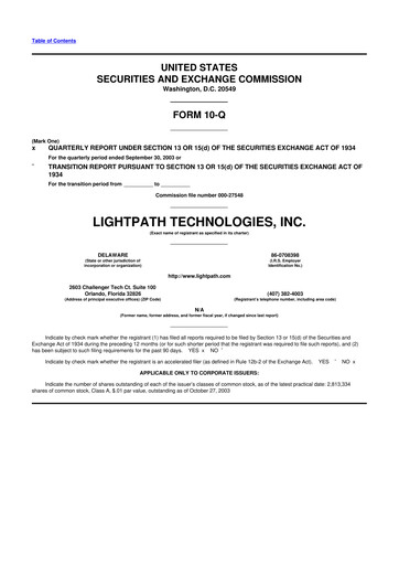 Vorschaubild LightPath Technologies 10-Q Quartalsbericht  