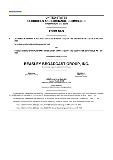 Thumbnail Beasley Broadcast Group
 10-Q Quarterly Report FY 