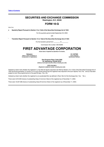 Miniature First Advantage 10-Q Rapport trimestriel  