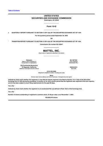 Thumbnail Mattel
 10-Q Quarterly Report FY 