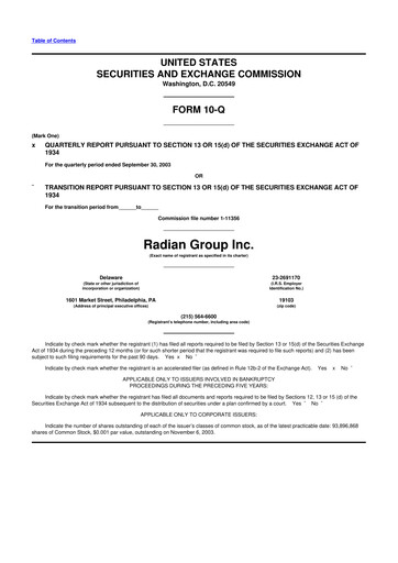 Thumbnail Radian Group
 10-Q Quarterly Report FY 