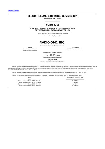 Thumbnail Urban One
 10-Q Quarterly Report FY 