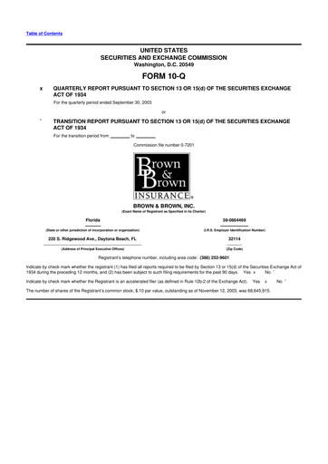 Thumbnail Brown & Brown
 10-Q Quarterly Report FY 