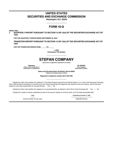 Thumbnail Stepan Company
 10-Q Quarterly Report FY 