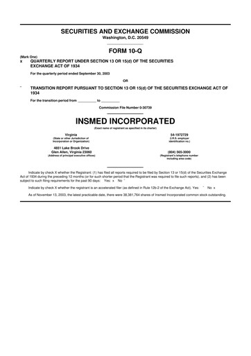 Vorschaubild Insmed 10-Q Quartalsbericht  