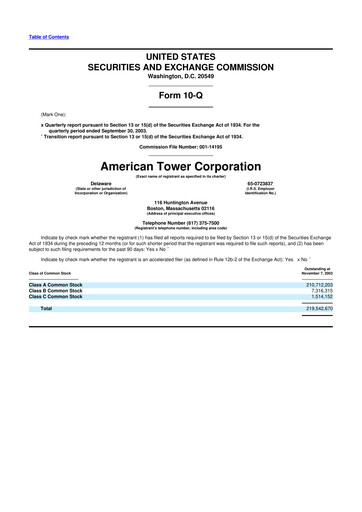 Thumbnail American Tower 10-Q Quarterly Report FY 