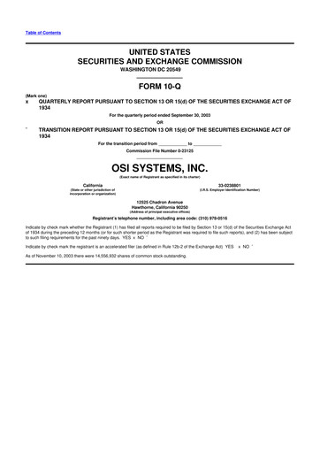 Thumbnail OSI Systems
 10-Q Quarterly Report FY 