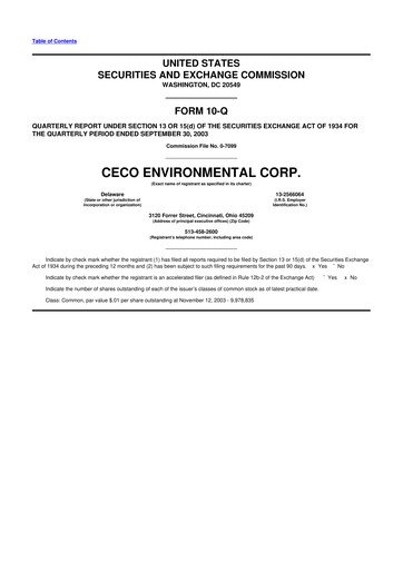 Thumbnail CECO Environmental
 10-Q Quarterly Report FY 