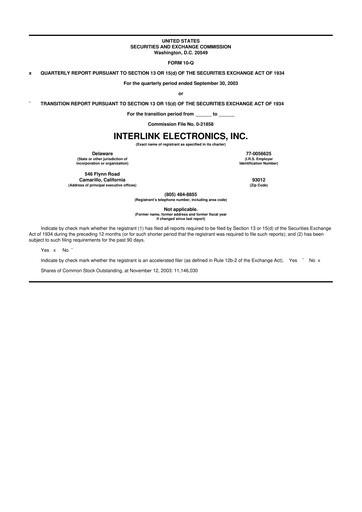 Thumbnail Interlink Electronics 10-Q Quarterly Report FY 