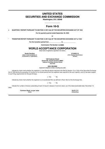 Thumbnail World Acceptance Corporation 10-Q Quarterly Report FY 