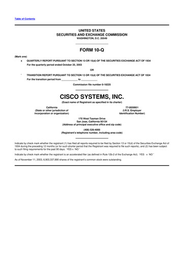 Miniature Cisco 10-Q Rapport trimestriel  