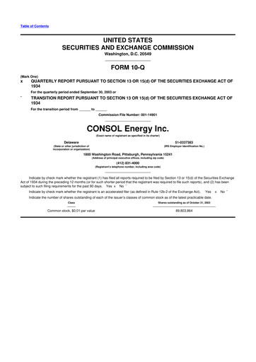 Thumbnail CNX Resources
 10-Q Quarterly Report FY 