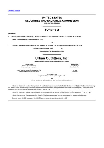 Thumbnail Urban Outfitters
 10-Q Quarterly Report FY 