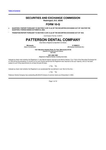 Thumbnail Patterson Companies
 10-Q Quarterly Report FY 