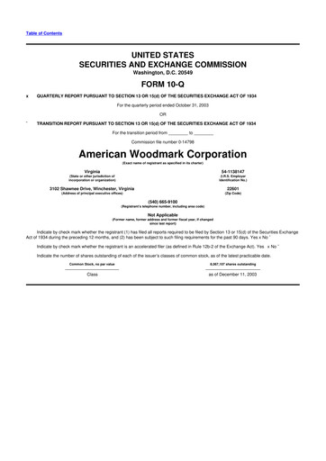 Thumbnail American Woodmark
 10-Q Quarterly Report FY 