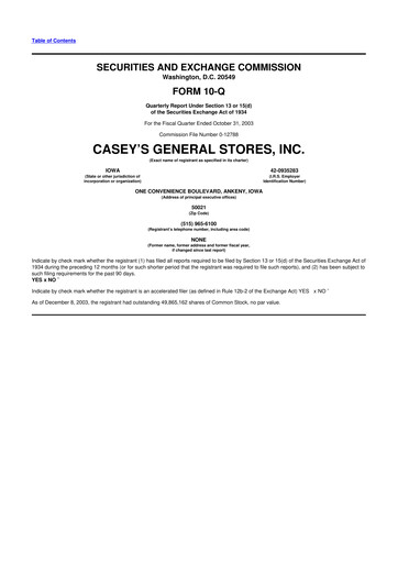 Thumbnail Casey's General Stores
 10-Q Quarterly Report FY 