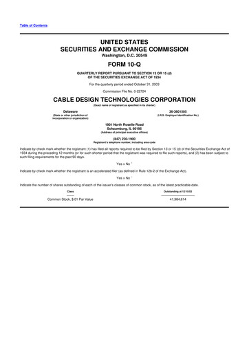 Thumbnail Belden 10-Q Quarterly Report FY 