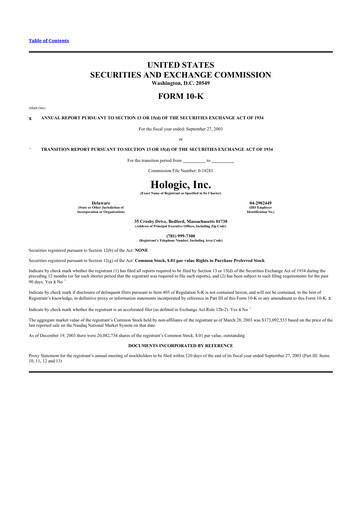 Thumbnail Hologic 10-K Annual Report 