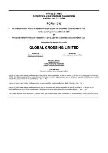 Thumbnail Global Crossing 10-Q Quarterly Report FY 