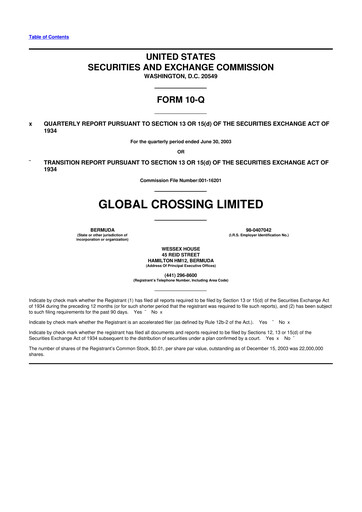 Thumbnail Global Crossing 10-Q Quarterly Report FY 