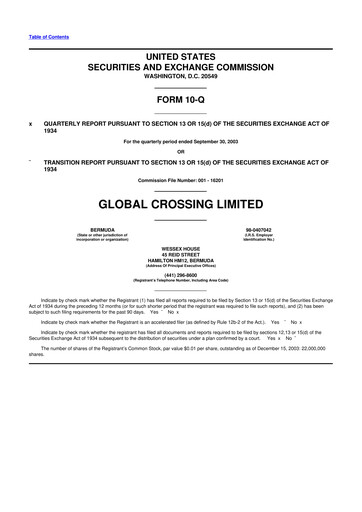 Thumbnail Global Crossing 10-Q Quarterly Report FY 