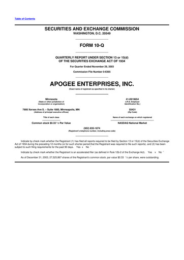 Thumbnail Apogee Enterprises 10-Q Quarterly Report FY 