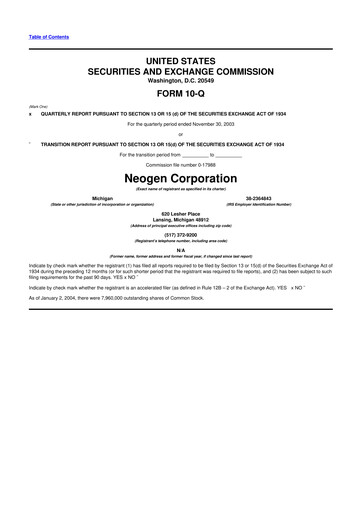 Vorschaubild Neogen 10-Q Quartalsbericht  