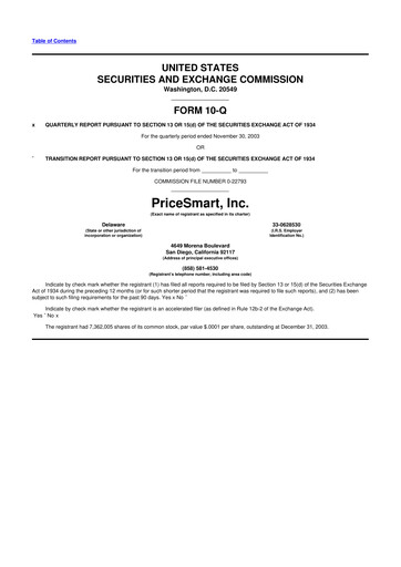 Thumbnail PriceSmart
 10-Q Quarterly Report FY 