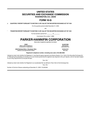 Thumbnail Parker-Hannifin
 10-Q Quarterly Report FY 
