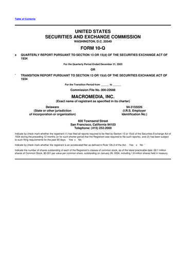 Miniature Macromedia 10-Q Rapport trimestriel  