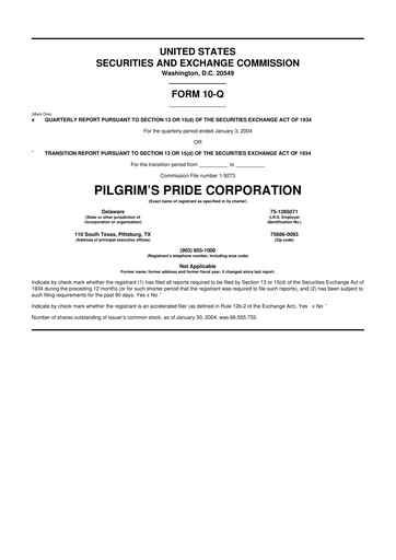 Thumbnail Pilgrim's Pride
 10-Q Quarterly Report FY 
