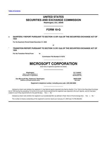 Thumbnail Microsoft 10-Q Quarterly Report FY 