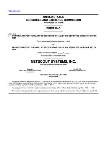 Thumbnail NETSCOUT 10-Q Quarterly Report FY 