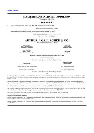 Thumbnail Arthur J. Gallagher & Co.
 10-K Annual Report 