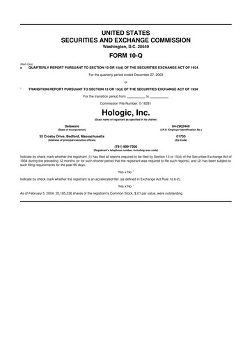 Miniature Hologic 10-Q Rapport trimestriel  
