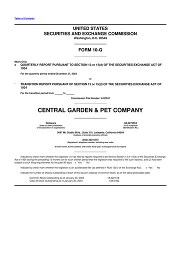 Miniature Central Garden & Pet 10-Q Rapport trimestriel  