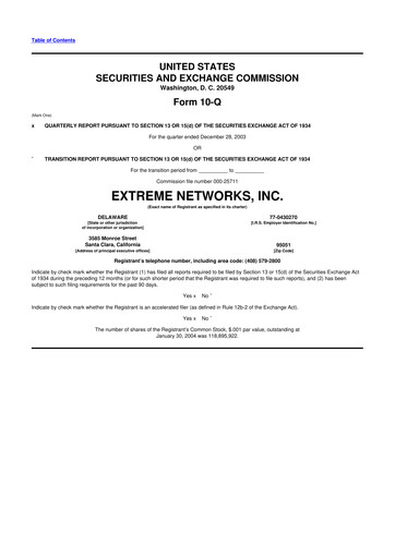 Thumbnail Extreme Networks
 10-Q Quarterly Report FY 