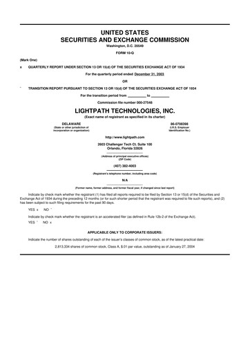 Vorschaubild LightPath Technologies 10-Q Quartalsbericht  