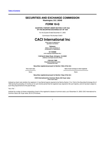 Thumbnail CACI International Inc 10-Q Quarterly Report FY 