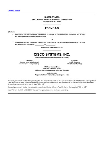 Miniature Cisco 10-Q Rapport trimestriel  