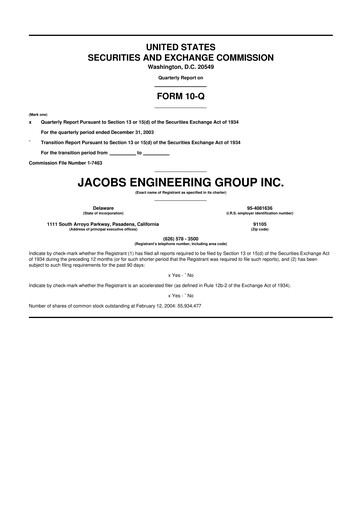 Miniature Jacobs Engineering 10-Q Rapport trimestriel  