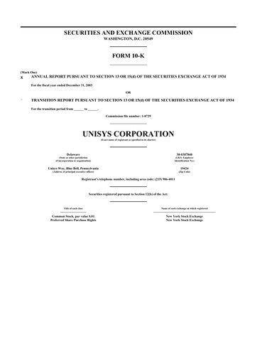 Thumbnail Unisys 10-K Annual Report 