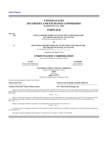 Thumbnail Union Pacific Corporation 10-K Annual Report 