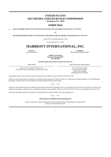 Thumbnail Marriott International 10-K Annual Report 