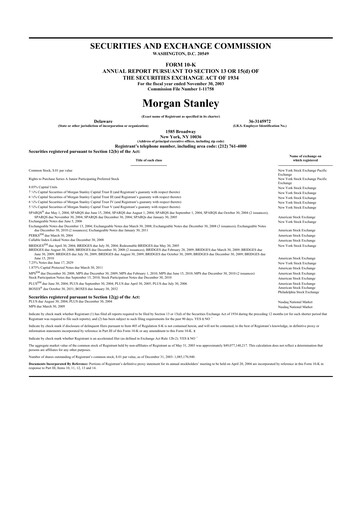 Thumbnail Morgan Stanley 10-K Annual Report 