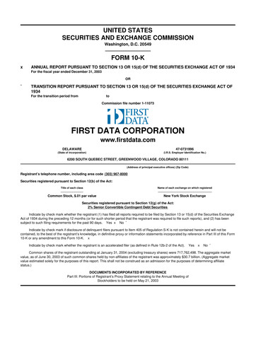 Thumbnail First Data Corporation 10-K Annual Report 