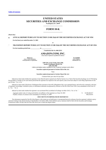 Thumbnail Amazon 10-K Annual Report 